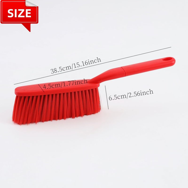 kagyuan 1 Pack 15" Hand Broom Brush,Soft Bristle Cleaning Brush,Crumb Debris Sweeping Brush,Dusting Brush,Comfort for Bed Car Couch Desk Sofa Furniture Clothes,Small Particles Hair Remover(Red) - Image 3